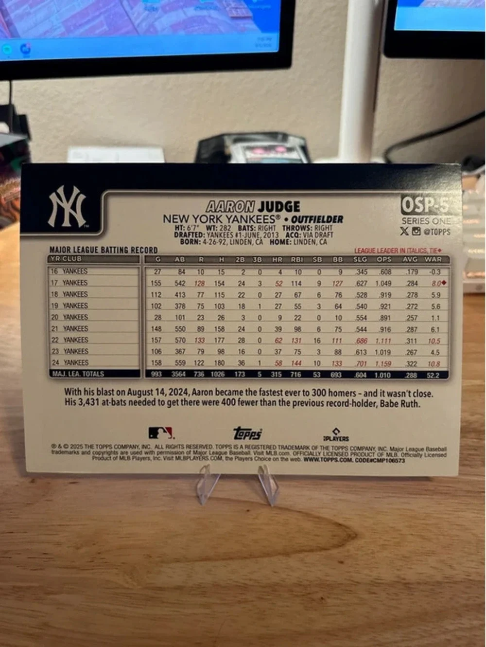 Aaron Judge Topps 2025 Series 1 CTB-5 Costco Exclusive SP NY Yankees
